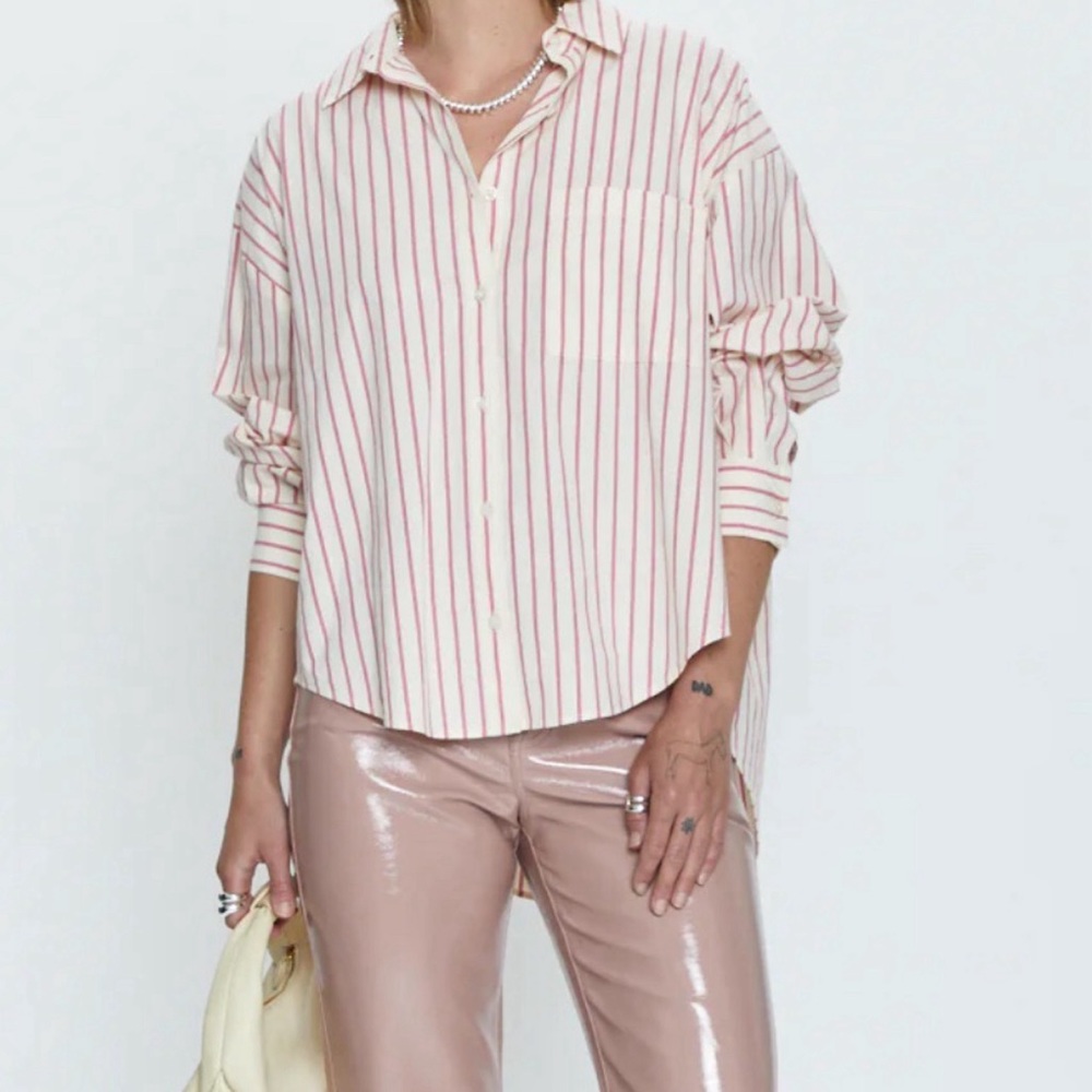 Pink white stripe top